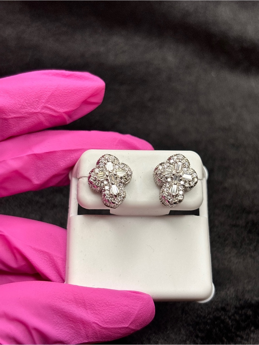 .925 Sterling Silver 3 CTW VVS Moissanite Medium Cross Stud Earrings - Picture 5 of 10